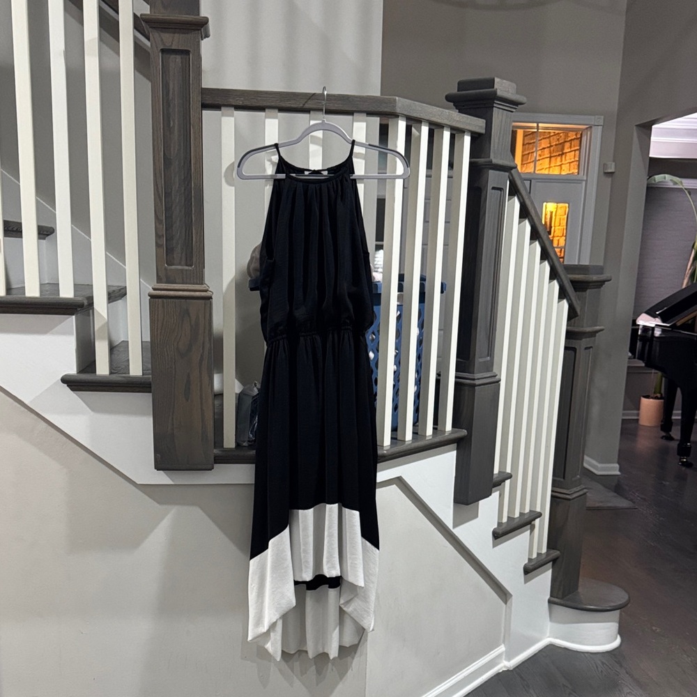 Banana Republic Two-Tone Black and White Midi Dress